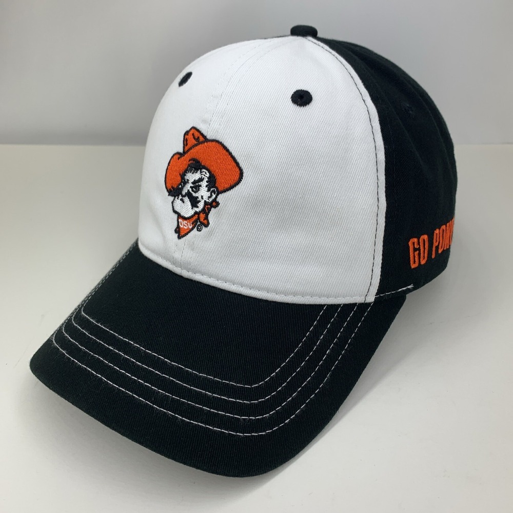 Oklahoma State Pistol Pete Hat Black White Go Pokes OSU Adjustable Baseball Cap